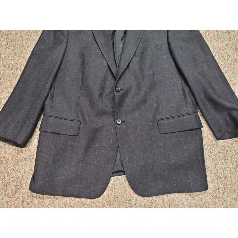 Joseph Abboud Blazer Mens 44R Grey Silk‎ Wool Windowpane Sport Coat Nordstrom